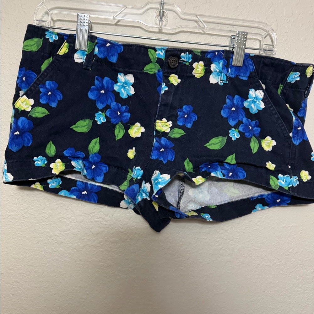Hollister Blue Floral Jean Shorts